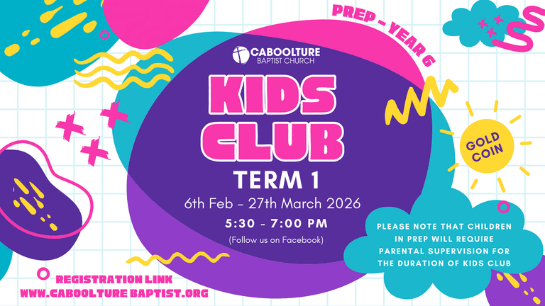 Banner for event 'Kids Club' at Caboolture Baptist Church