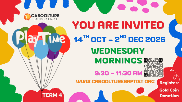Term 4 flyer for Playtime at Caboolture Baptist Church